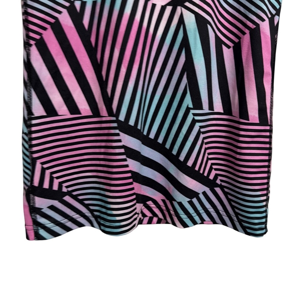 Ivivva Girls Size 14 Racerback Tank Top Pink Blue Black Geometric Striped Active - Picture 5 of 9
